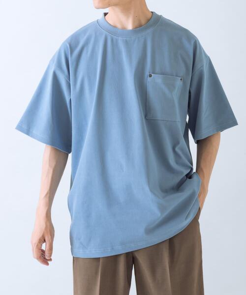 ITEMS URBANRESEARCH(アイテムズ アーバンリサーチ)の「接触冷感 ツイル ポケット Tシャツ(Tシャツ/カットソー・メンズ・オリーブ/チャコールグレー/ブルー系その他/モカ・LARGE/MEDIUM)」の9枚目の写真