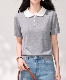 配色カラーポロニットプルオーバー