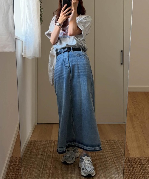 AMELY(エミリー)の「ヴィンテージ風デニムスカート(スカート・レディース・ブルー/ブラック/ライトブルー・L/M)」の12枚目の写真