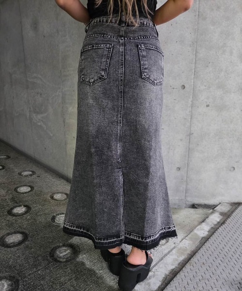 AMELY(エミリー)の「ヴィンテージ風デニムスカート(スカート・レディース・ブルー/ブラック/ライトブルー・L/M)」の6枚目の写真