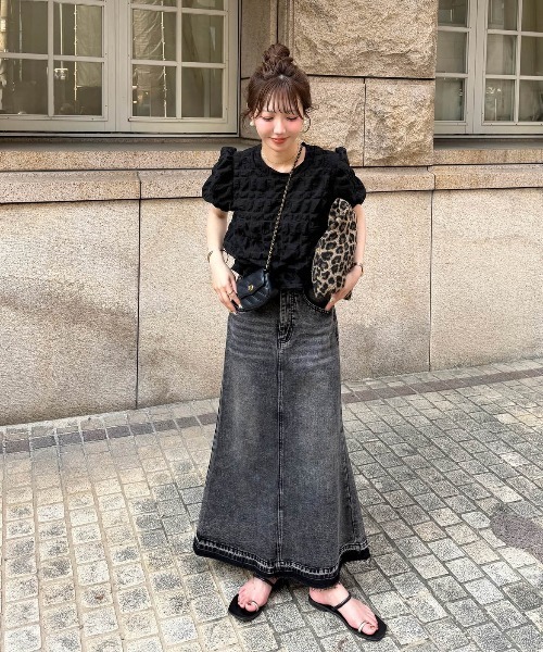 AMELY(エミリー)の「ヴィンテージ風デニムスカート(スカート・レディース・ブルー/ブラック/ライトブルー・L/M)」の13枚目の写真