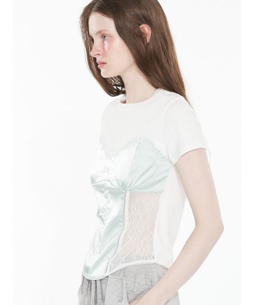 SORIN（ソリン　）の「Corset Docking T-shirt / コルセットドッキングＴシャツ（Tシャツ/カットソー・レディース・グレー/ベビーピンク/ホワイト/ブラック・38）」の8枚目の写真