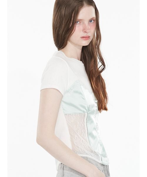 SORIN（ソリン　）の「Corset Docking T-shirt / コルセットドッキングＴシャツ（Tシャツ/カットソー・レディース・グレー/ベビーピンク/ホワイト/ブラック・38）」の9枚目の写真