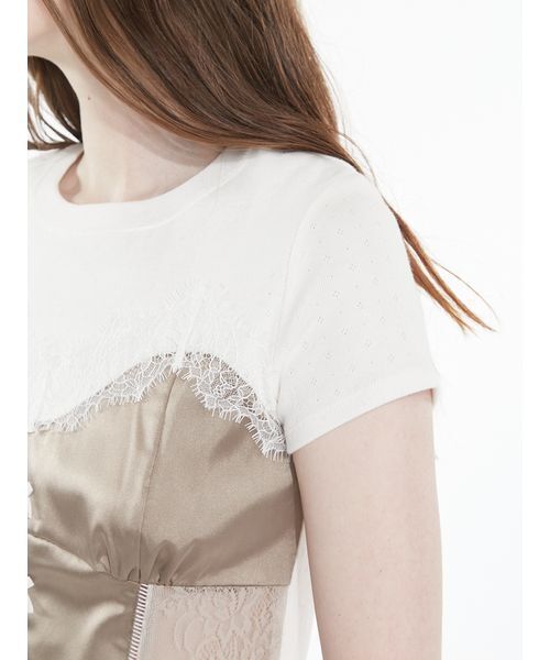 SORIN（ソリン　）の「Corset Docking T-shirt / コルセットドッキングＴシャツ（Tシャツ/カットソー・レディース・グレー/ベビーピンク/ホワイト/ブラック・38）」の14枚目の写真