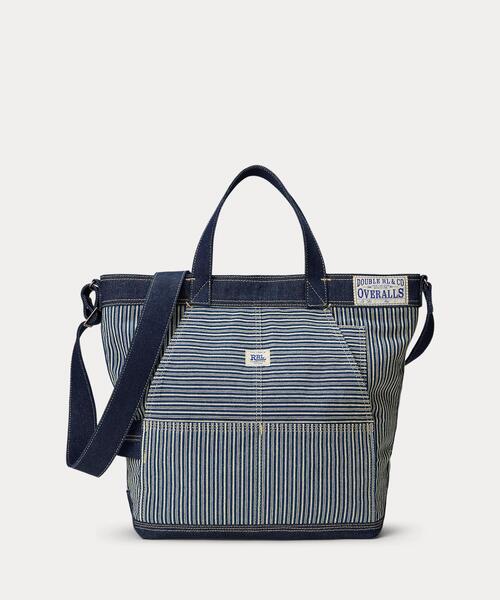 RRL(ダブル アール エル)の「インディゴ ストライプド ツイル トート(トートバッグ・メンズ・ネイビー系1・ONE)」の1枚目の写真