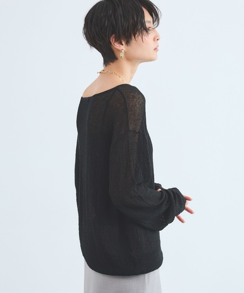 BARNYARDSTORM(バンヤードストーム)の「BARNYARDSTORM / シアーロンTライクプルオーバー/ハンドウォッシャブル(ニット/セーター・レディース・ホワイト/ブラック・FREE)」の20枚目の写真