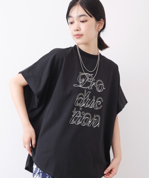 Bou Jeloud(ブージュルード)の「【吸水速乾/UVカット】スムースドライカットロゴレイヤードプルオーバー(Tシャツ/カットソー・レディース・チャコールグレー/オフホワイト/ブラック・FREE)」の2枚目の写真