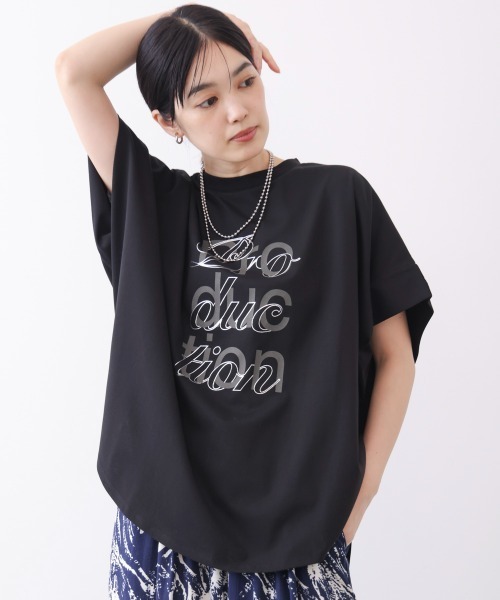 Bou Jeloud(ブージュルード)の「【吸水速乾/UVカット】スムースドライカットロゴレイヤードプルオーバー(Tシャツ/カットソー・レディース・チャコールグレー/オフホワイト/ブラック・FREE)」の5枚目の写真