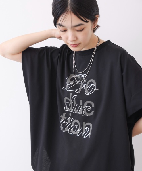 Bou Jeloud(ブージュルード)の「【吸水速乾/UVカット】スムースドライカットロゴレイヤードプルオーバー(Tシャツ/カットソー・レディース・チャコールグレー/オフホワイト/ブラック・FREE)」の8枚目の写真