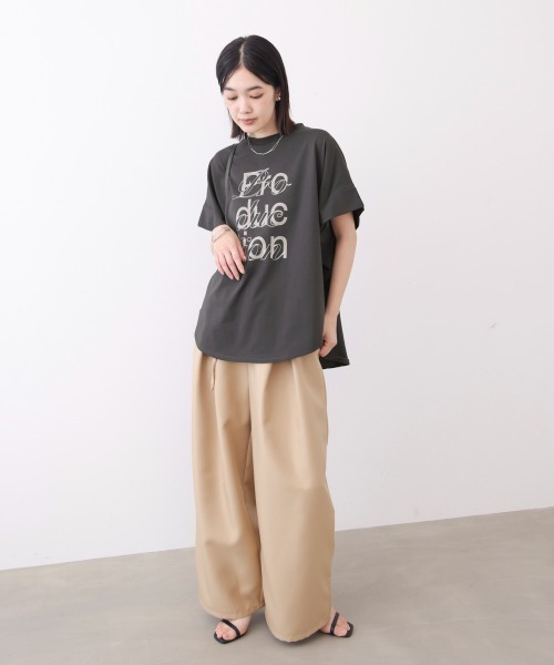Bou Jeloud(ブージュルード)の「【吸水速乾/UVカット】スムースドライカットロゴレイヤードプルオーバー(Tシャツ/カットソー・レディース・チャコールグレー/オフホワイト/ブラック・FREE)」の11枚目の写真