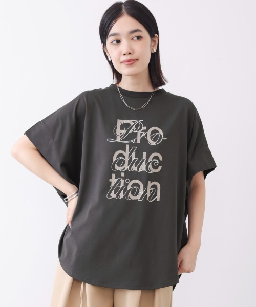 Bou Jeloud(ブージュルード)の「【吸水速乾/UVカット】スムースドライカットロゴレイヤードプルオーバー(Tシャツ/カットソー・レディース・チャコールグレー/オフホワイト/ブラック・FREE)」の12枚目の写真