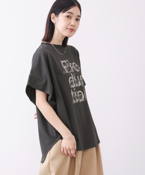 Bou Jeloud(ブージュルード)の「【吸水速乾/UVカット】スムースドライカットロゴレイヤードプルオーバー(Tシャツ/カットソー・レディース・チャコールグレー/オフホワイト/ブラック・FREE)」の14枚目の写真