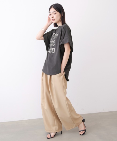 Bou Jeloud(ブージュルード)の「【吸水速乾/UVカット】スムースドライカットロゴレイヤードプルオーバー(Tシャツ/カットソー・レディース・チャコールグレー/オフホワイト/ブラック・FREE)」の19枚目の写真