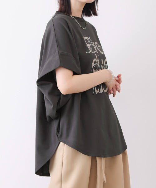 Bou Jeloud(ブージュルード)の「【吸水速乾/UVカット】スムースドライカットロゴレイヤードプルオーバー(Tシャツ/カットソー・レディース・チャコールグレー/オフホワイト/ブラック・FREE)」の20枚目の写真