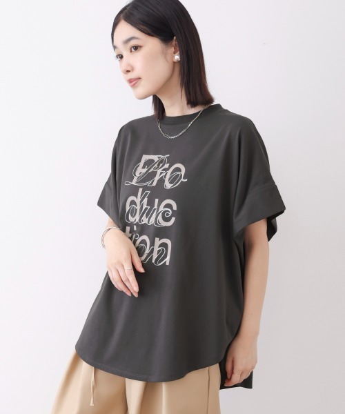 Bou Jeloud(ブージュルード)の「【吸水速乾/UVカット】スムースドライカットロゴレイヤードプルオーバー(Tシャツ/カットソー・レディース・チャコールグレー/オフホワイト/ブラック・FREE)」の21枚目の写真
