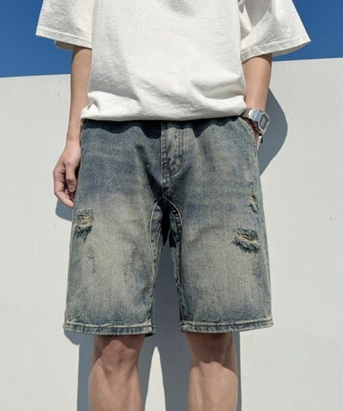 KELVIN(ケルヴァン)の「Fade Wash Denim Shorts フェードウォッシュデニムショーツ(その他パンツ・メンズ・ブルー・MEDIUM/LARGE)」の2枚目の写真