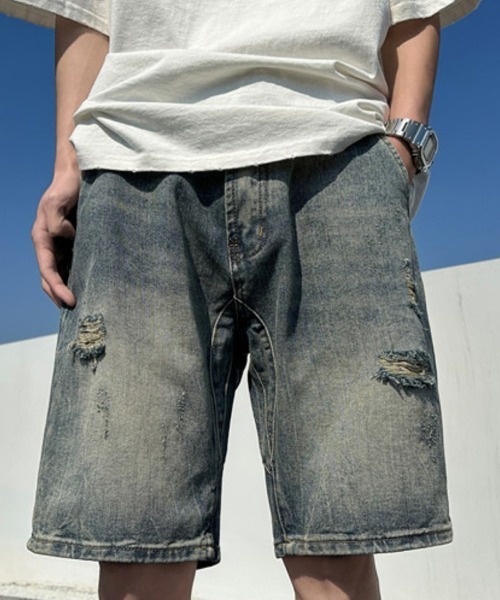 KELVIN(ケルヴァン)の「Fade Wash Denim Shorts フェードウォッシュデニムショーツ(その他パンツ・メンズ・ブルー・MEDIUM/LARGE)」の3枚目の写真