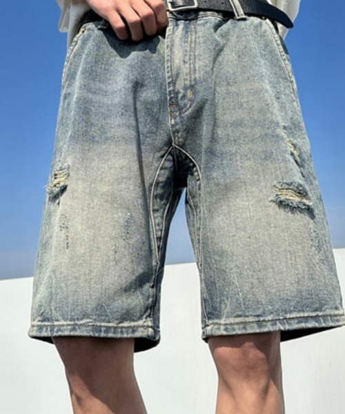 KELVIN(ケルヴァン)の「Fade Wash Denim Shorts フェードウォッシュデニムショーツ(その他パンツ・メンズ・ブルー・MEDIUM/LARGE)」の4枚目の写真