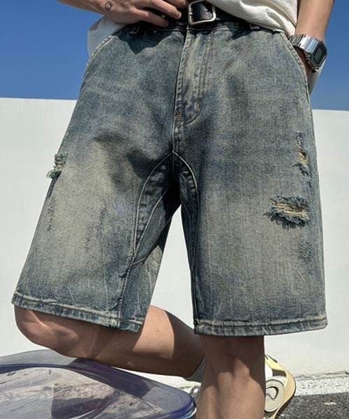 KELVIN(ケルヴァン)の「Fade Wash Denim Shorts フェードウォッシュデニムショーツ(その他パンツ・メンズ・ブルー・MEDIUM/LARGE)」の6枚目の写真