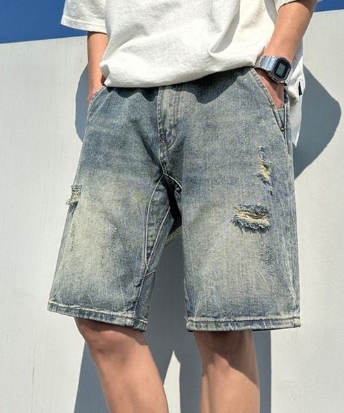 KELVIN(ケルヴァン)の「Fade Wash Denim Shorts フェードウォッシュデニムショーツ(その他パンツ・メンズ・ブルー・MEDIUM/LARGE)」の7枚目の写真