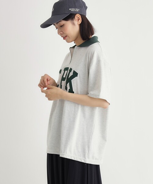 Right-on(ライトオン)の「ハーフジップロゴTシャツ(Tシャツ/カットソー・レディース・グレー/ネイビー・03/04/05)」の4枚目の写真