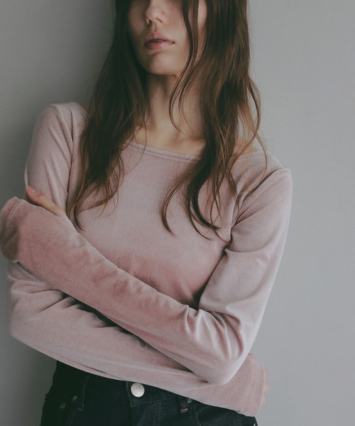 MANOF(マノフ)の「SHEER VELOUR CUT TOPS(その他トップス・レディース・ミント/ピンク・F)」の1枚目の写真