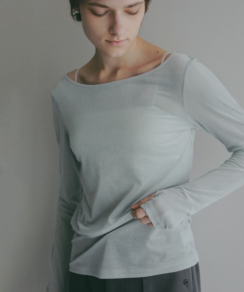 MANOF(マノフ)の「SHEER VELOUR CUT TOPS(その他トップス・レディース・ミント/ピンク・F)」の2枚目の写真