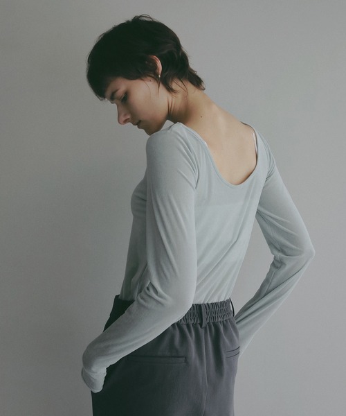 MANOF(マノフ)の「SHEER VELOUR CUT TOPS(その他トップス・レディース・ミント/ピンク・F)」の9枚目の写真