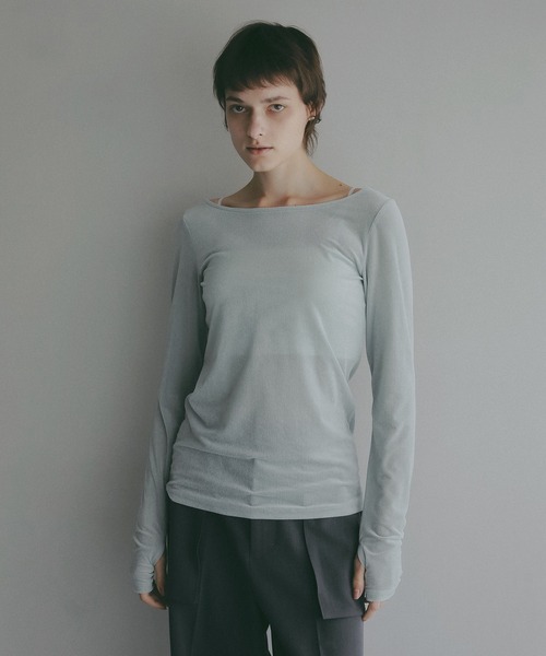 MANOF(マノフ)の「SHEER VELOUR CUT TOPS(その他トップス・レディース・ミント/ピンク・F)」の3枚目の写真