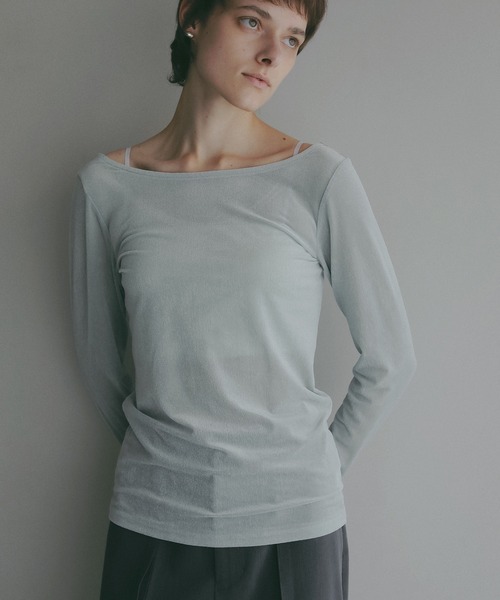 MANOF(マノフ)の「SHEER VELOUR CUT TOPS(その他トップス・レディース・ミント/ピンク・F)」の5枚目の写真