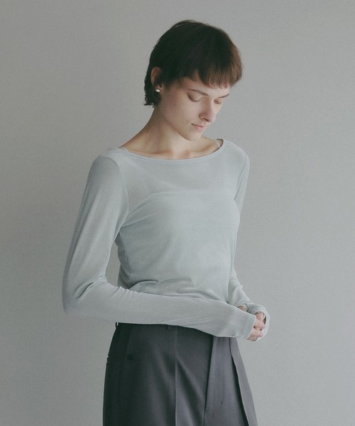 MANOF(マノフ)の「SHEER VELOUR CUT TOPS(その他トップス・レディース・ミント/ピンク・F)」の4枚目の写真