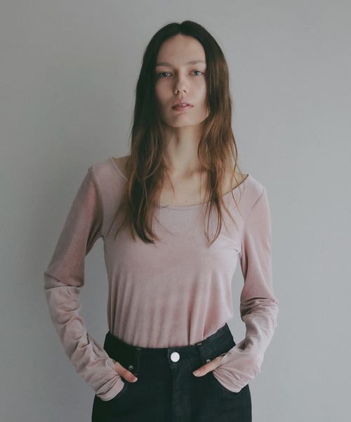 MANOF(マノフ)の「SHEER VELOUR CUT TOPS(その他トップス・レディース・ミント/ピンク・F)」の11枚目の写真