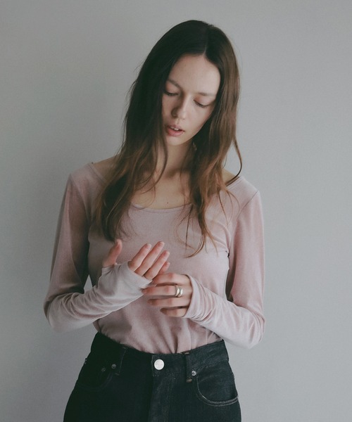 MANOF(マノフ)の「SHEER VELOUR CUT TOPS(その他トップス・レディース・ミント/ピンク・F)」の15枚目の写真
