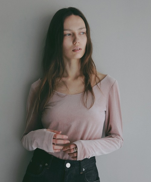 MANOF(マノフ)の「SHEER VELOUR CUT TOPS(その他トップス・レディース・ミント/ピンク・F)」の14枚目の写真