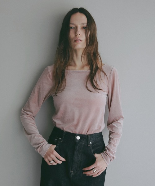 MANOF(マノフ)の「SHEER VELOUR CUT TOPS(その他トップス・レディース・ミント/ピンク・F)」の13枚目の写真