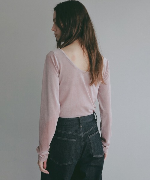 MANOF(マノフ)の「SHEER VELOUR CUT TOPS(その他トップス・レディース・ミント/ピンク・F)」の18枚目の写真
