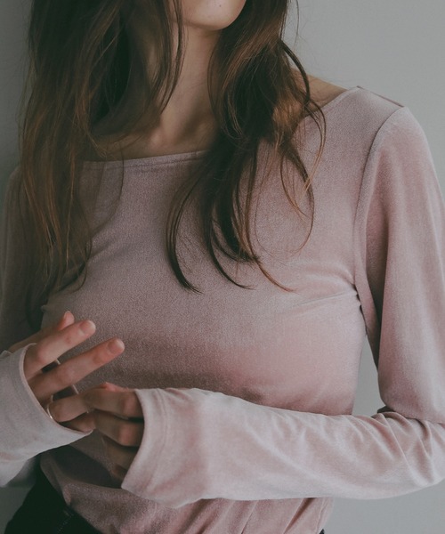 MANOF(マノフ)の「SHEER VELOUR CUT TOPS(その他トップス・レディース・ミント/ピンク・F)」の16枚目の写真