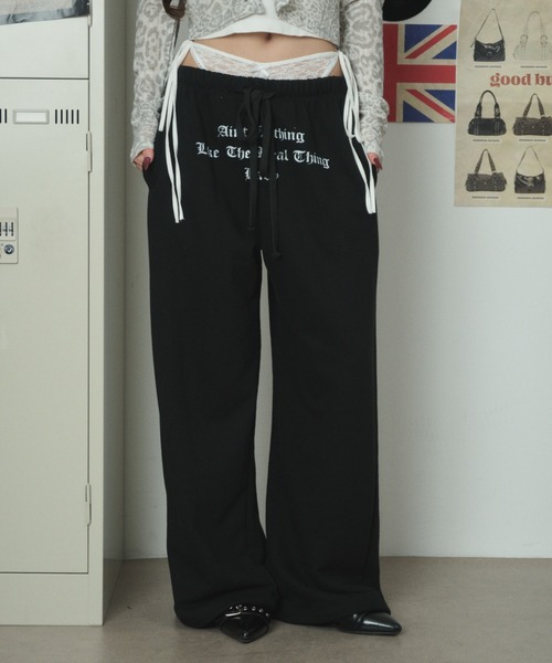 dispark(ディスパーク)の「DISPARK/【26年春夏新作】ロゴレースワイドパンツ(その他パンツ・レディース・ブラック・FREE)」の1枚目の写真