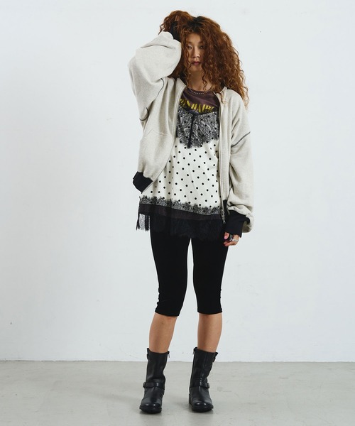 ROSE BUD(ローズバッド)の「CREOLME/FULL ZIP HOODIE(パーカー・レディース・ピンク/グレー・ONE SIZE)」の6枚目の写真