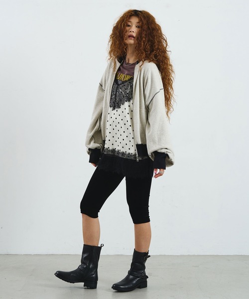 ROSE BUD(ローズバッド)の「CREOLME/FULL ZIP HOODIE(パーカー・レディース・ピンク/グレー・ONE SIZE)」の7枚目の写真