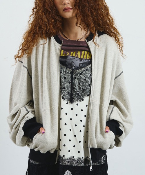 ROSE BUD(ローズバッド)の「CREOLME/FULL ZIP HOODIE(パーカー・レディース・ピンク/グレー・ONE SIZE)」の9枚目の写真
