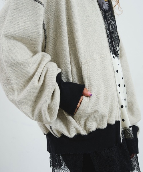 ROSE BUD(ローズバッド)の「CREOLME/FULL ZIP HOODIE(パーカー・レディース・ピンク/グレー・ONE SIZE)」の10枚目の写真