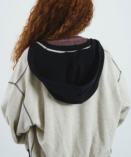 ROSE BUD(ローズバッド)の「CREOLME/FULL ZIP HOODIE(パーカー・レディース・ピンク/グレー・ONE SIZE)」の11枚目の写真