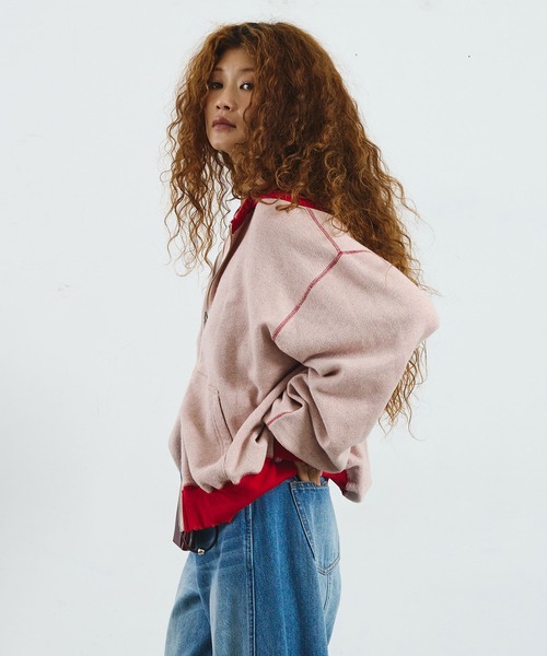 ROSE BUD(ローズバッド)の「CREOLME/FULL ZIP HOODIE(パーカー・レディース・ピンク/グレー・ONE SIZE)」の13枚目の写真