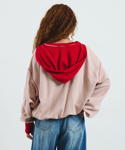 ROSE BUD(ローズバッド)の「CREOLME/FULL ZIP HOODIE(パーカー・レディース・ピンク/グレー・ONE SIZE)」の14枚目の写真