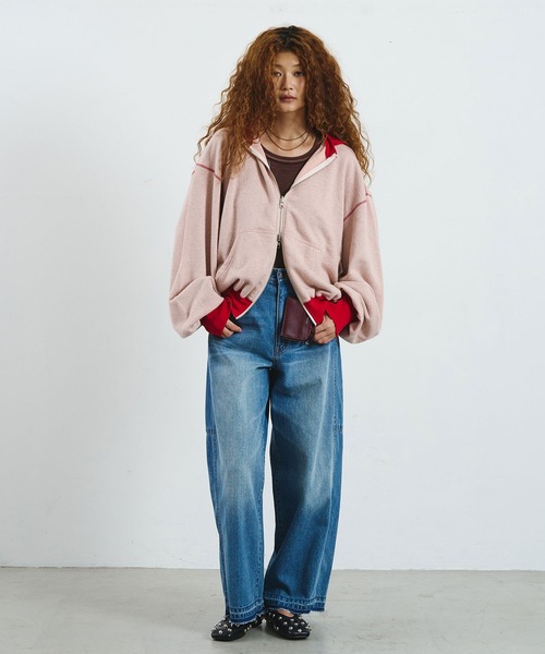 ROSE BUD(ローズバッド)の「CREOLME/FULL ZIP HOODIE(パーカー・レディース・ピンク/グレー・ONE SIZE)」の15枚目の写真