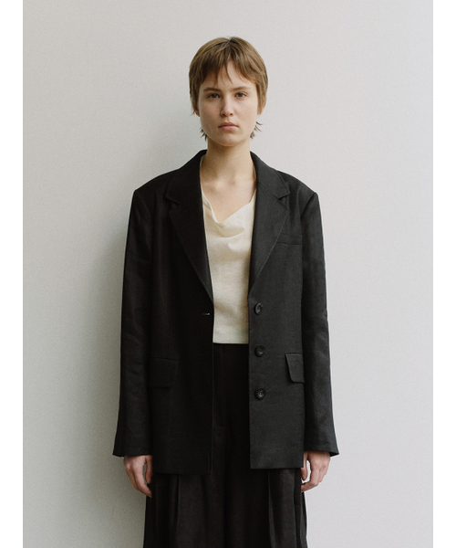 MOHAN(モハン)の「TIS LINEN TAILORED SINGLE BLAZER_BLACK(テーラードジャケット・レディース・ブラック・X-SMALL/MEDIUM/SMALL)」の3枚目の写真