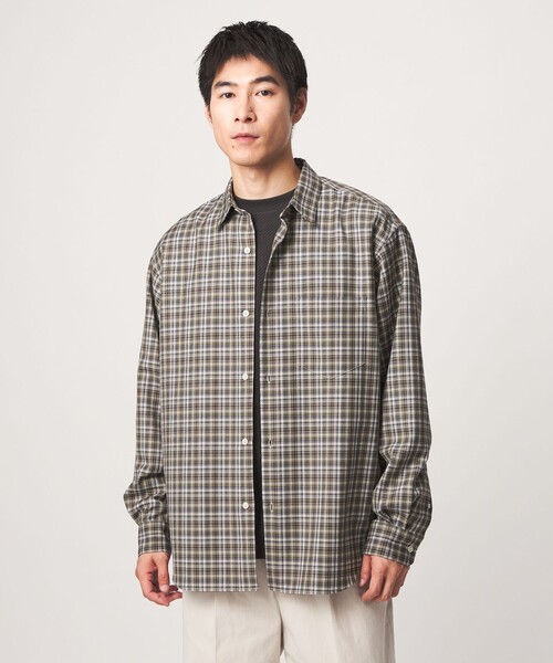 green label relaxing(グリーンレーベルリラクシング)の「ウォッシャブル ビエラチェック ジャストルーズ 長袖 シャツ(シャツ/ブラウス・メンズ・グレー/ダークグリーン/コバルトブルー・XL/S/M/L)」の2枚目の写真