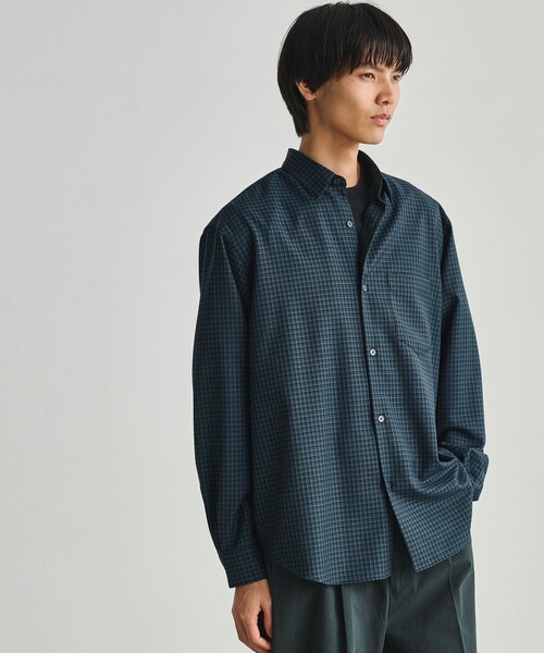 green label relaxing(グリーンレーベルリラクシング)の「ウォッシャブル ビエラチェック ジャストルーズ 長袖 シャツ(シャツ/ブラウス・メンズ・グレー/ダークグリーン/コバルトブルー・XL/S/M/L)」の1枚目の写真