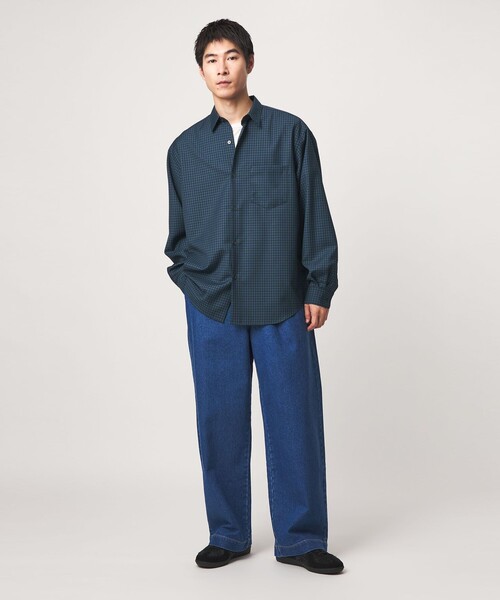 green label relaxing(グリーンレーベルリラクシング)の「ウォッシャブル ビエラチェック ジャストルーズ 長袖 シャツ(シャツ/ブラウス・メンズ・グレー/ダークグリーン/コバルトブルー・XL/S/M/L)」の8枚目の写真